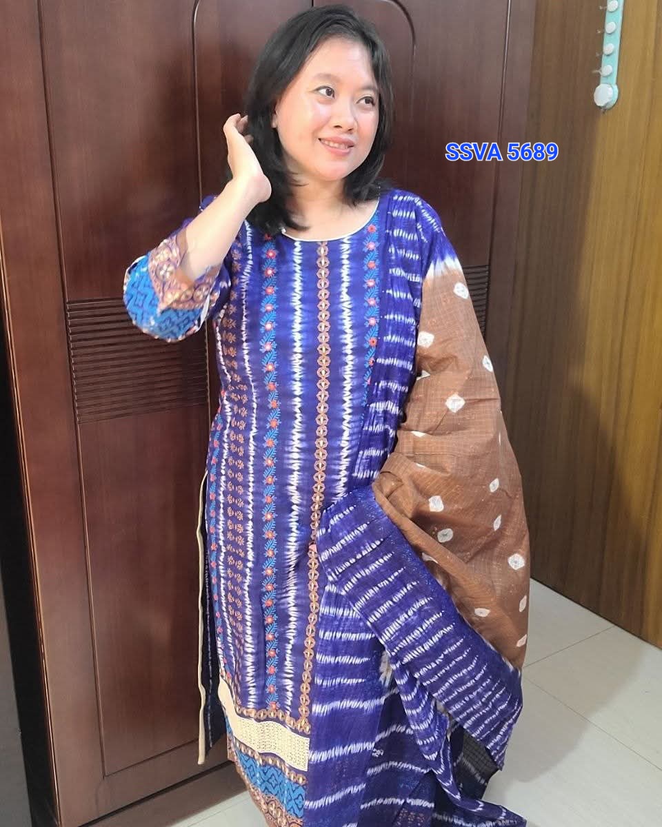 আরামদায়ক ডিজাইনার সুতি থ্রিপিস