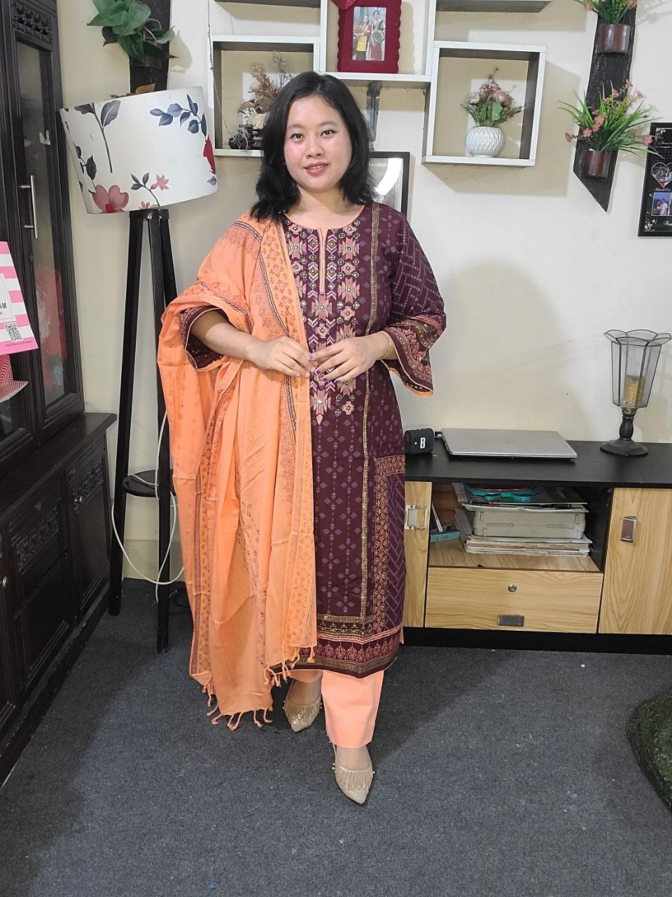 আরামদায়ক ডিজাইনার সুতি থ্রিপিস